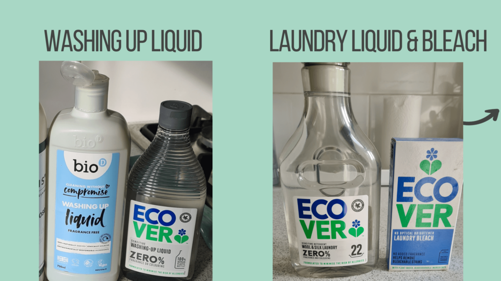Bio and Ecover washing up liquid